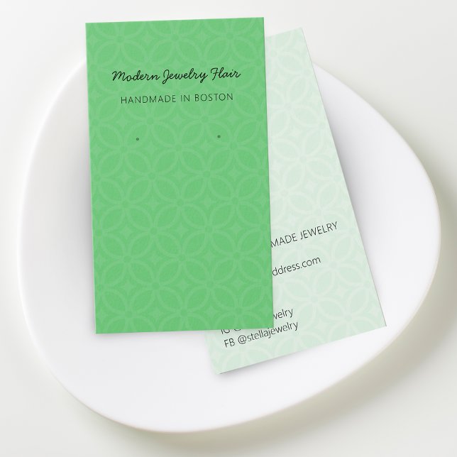 Carte de présentation de boucles d'oreilles à moti (Modern Pattern Green Earring Display Card)