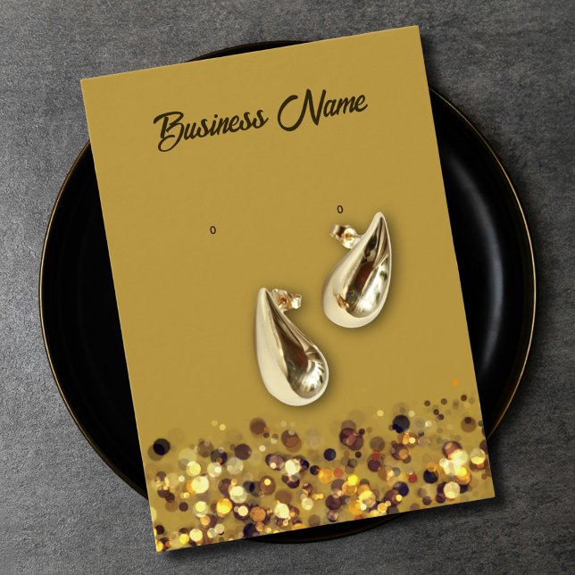 Carte de présentation de boucles d'oreilles avec Q (Mustard yellow gold QR code earring display card)