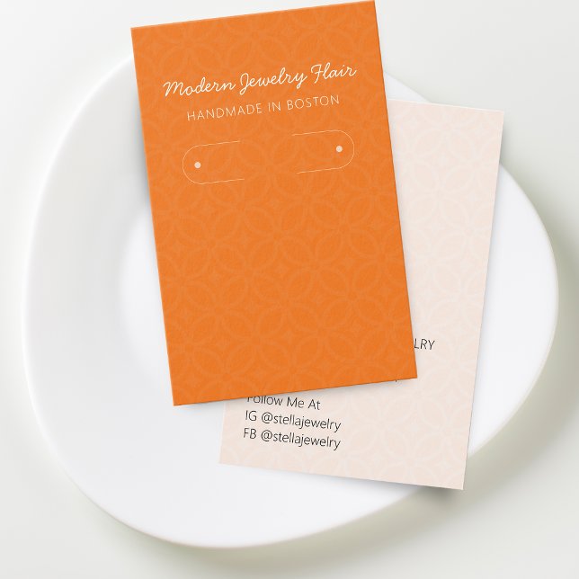 Carte de présentation de boucles d'oreilles en cer (Modern Pattern Orange Hoop Earring Display Card)