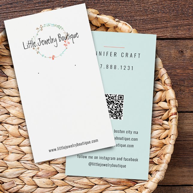 Carte de présentation de boucles d'oreilles en cou (Wildflower Wreath Earring Jewelry Display Card)