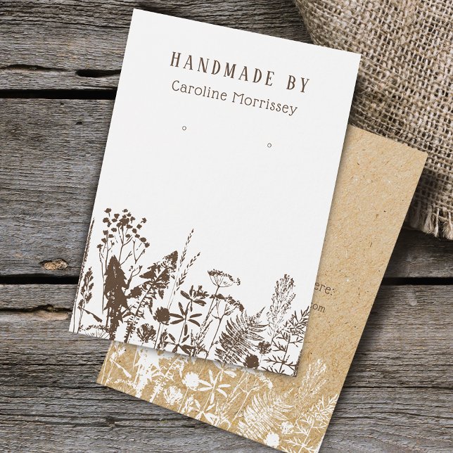 Carte de présentation de boucles d'oreilles Fleurs (Rustic wildflowers Earring Display Card)