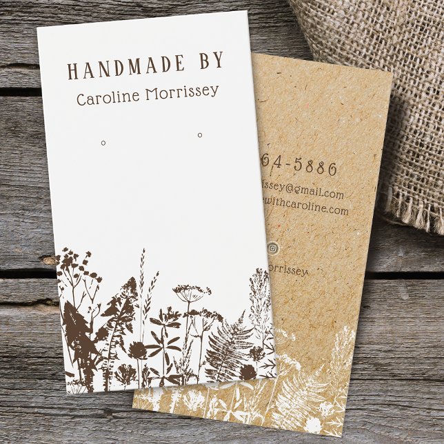Carte de Présentation de Boucles d'Oreilles Fleurs (Rustic Wildflowers Earring Display Card)