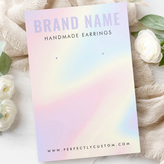 Carte de présentation de boucles d'oreilles modern (Trendy pastel rainbow modern earring display card)
