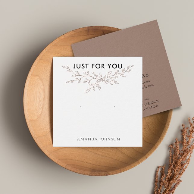 Carte de présentation de boucles d'oreilles modern (Stud Earring Display Card Modern Branch Earthy Brown)