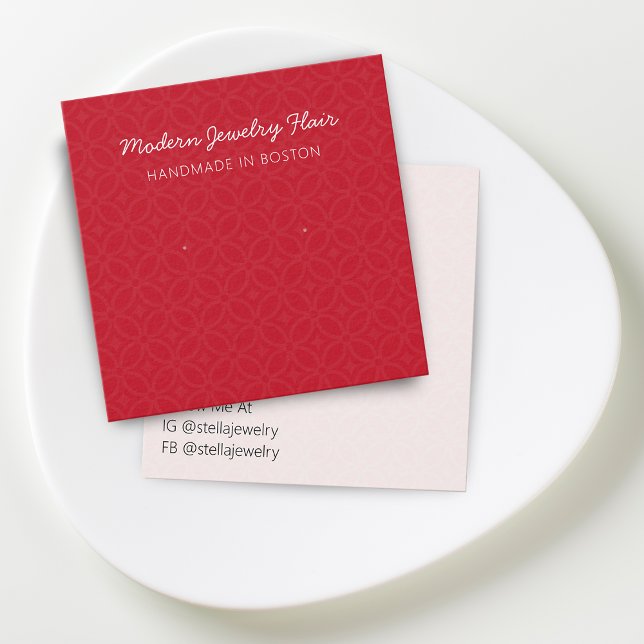 Carte de Présentation de Boucles d'Oreilles Rouge  (Modern Pattern Red Earring Display Card)