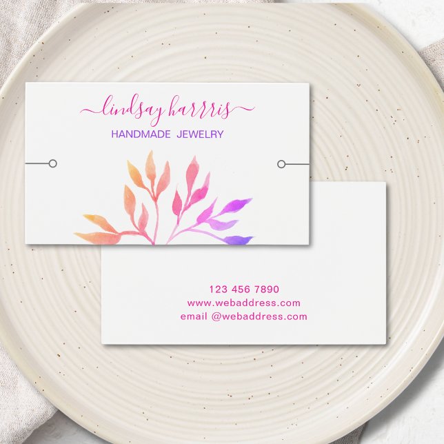 Carte de présentation de bracelet en feuilles aqua (Créateur téléchargé)