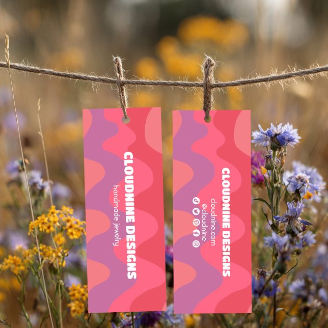Carte de présentation de collier avec étiquette Pi (Pink Waves Hangtag Necklace Jewelry Display Card
)