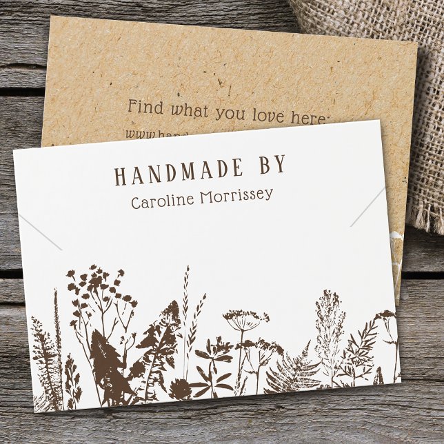 Carte de Présentation de Collier de Fleurs Sauvage (Rustic Wildflowers Necklace Display Card)