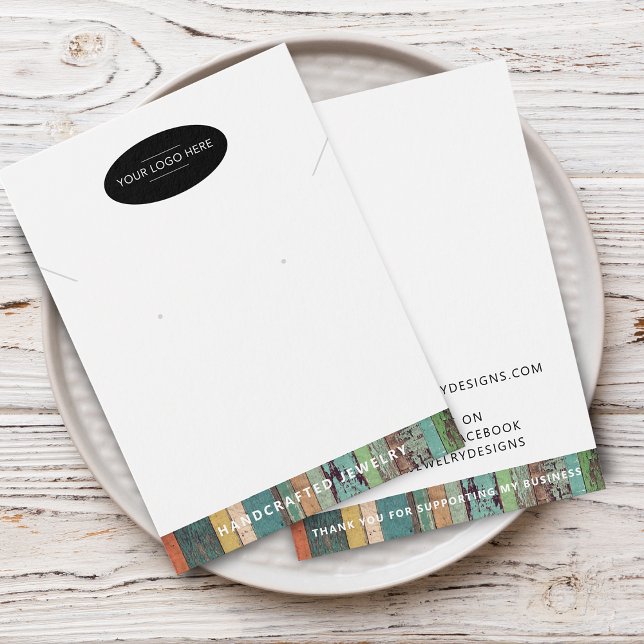 Carte de présentation de collier et de boucle d'or (Chic Add Your Logo Necklace Earring Display Card)
