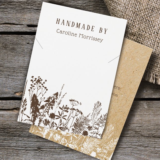 Carte de Présentation de Collier Fleurs Sauvages R (Rustic Wildflowers Necklace Display Card)