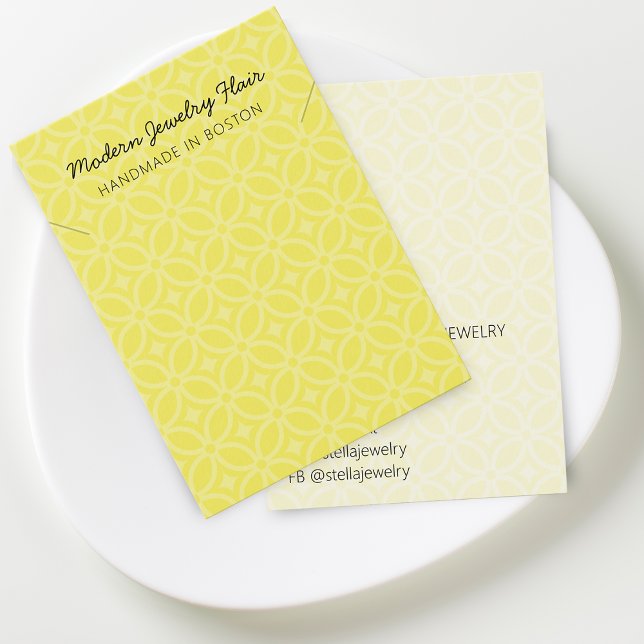 Carte de présentation de collier jaune vif à motif (Modern Pattern Vivid Yellow Necklace Display Card)