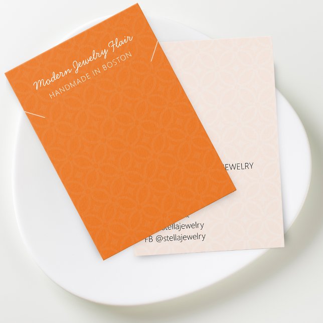 Carte de présentation de collier orange à motif mo (Modern Pattern Orange Necklace Display Card)