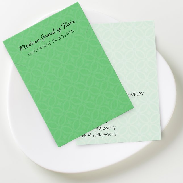 Carte de présentation de collier vert à motif mode (Modern Pattern Green Necklace Display Card)
