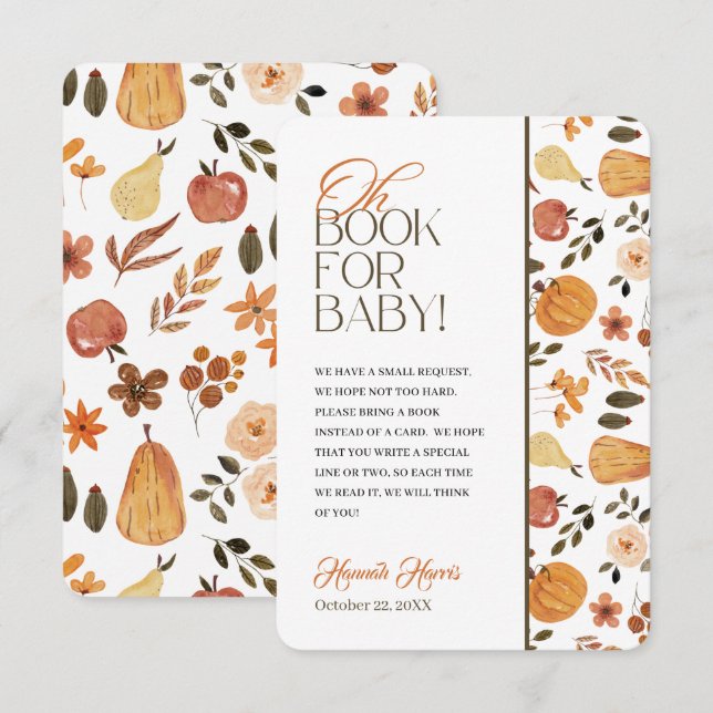 Carte de présentation de livre pour Baby Shower su (Devant / Derrière)