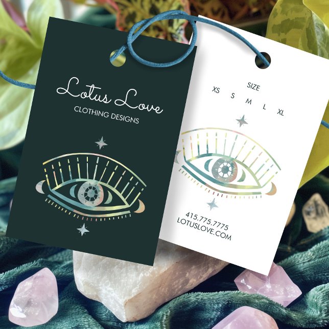 Carte de Présentation de Vêtement Bijou avec Taill (Mystical Eye CUSTOM Price Size Tag Clothing Jewelry Display Card Hang Tag
)