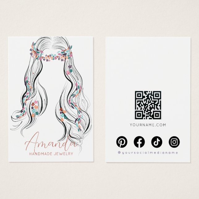 Carte de présentation d'earrings floraux pastel bo (Devant & derrière)
