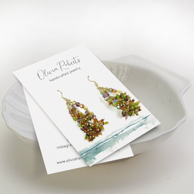 Carte de présentation d'oreilles en aquarelle à éc (Modern Script Watercolor Earring Display Card)