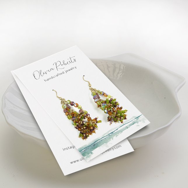 Carte de présentation d'oreilles en aquarelle à éc (Modern Script Watercolor Earring Display Card)