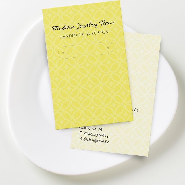 Carte de présentation moderne et vive de boucles d (Modern Vivid Yellow Hoop Earring Display Card)