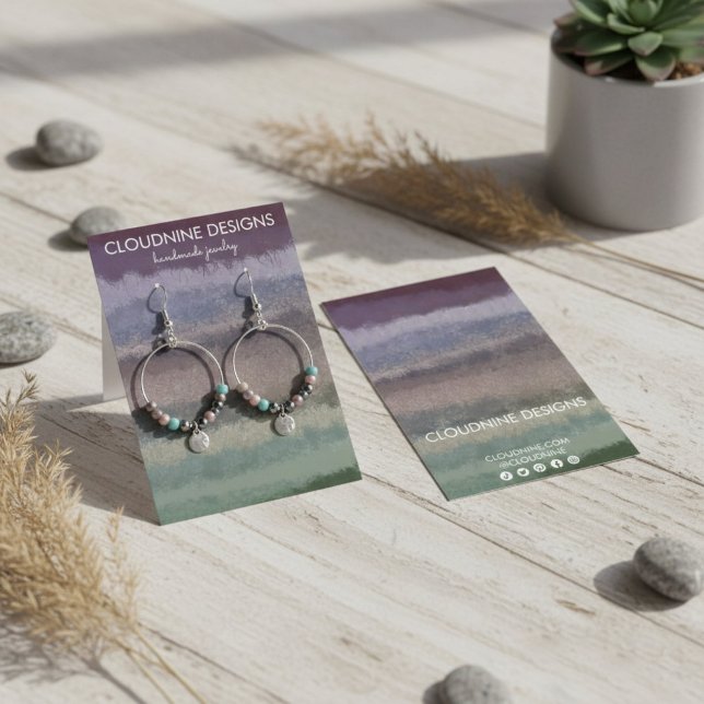 Carte de présentation pour boucles d'oreilles aqua (Colorful Watercolor Earthy Earring Necklace Jewelry Display Card
)