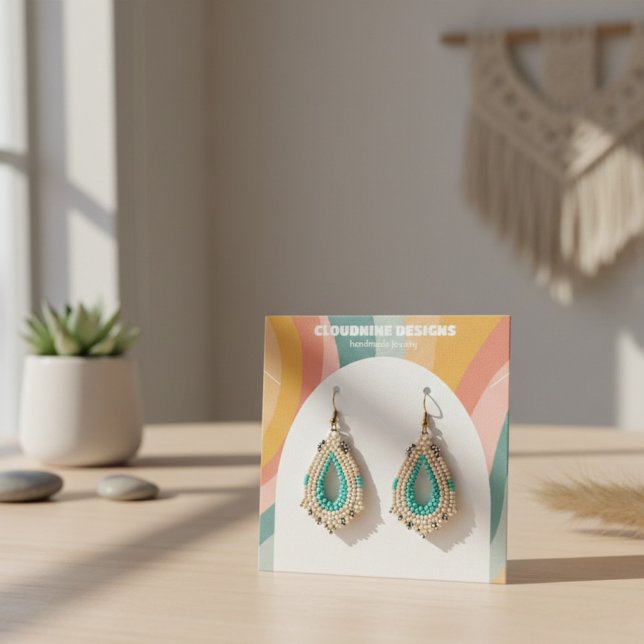 Carte de présentation pour boucles d'oreilles et c (Rainbow Arch Earring Necklace Jewelry Square Display Card
)