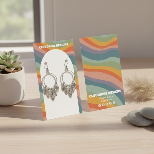 Carte de présentation pour boucles d'oreilles et c (Rainbow Wave Arch Earring Necklace Jewelry Display Card
)