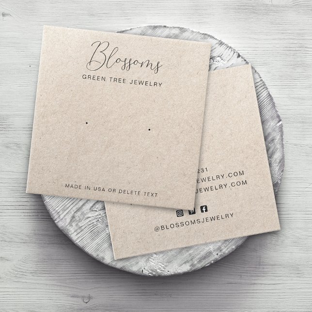 Carte de Présentation Rustique de Faux Kraft pour  (Personalized Rustic Faux Kraft Paper Stud Earring Display Card)