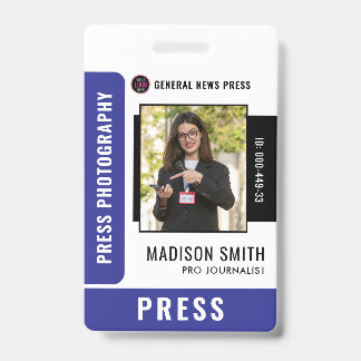 Carte de presse du journaliste Badge d'identité p