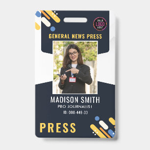 Carte de presse du journaliste Photo ID Badge