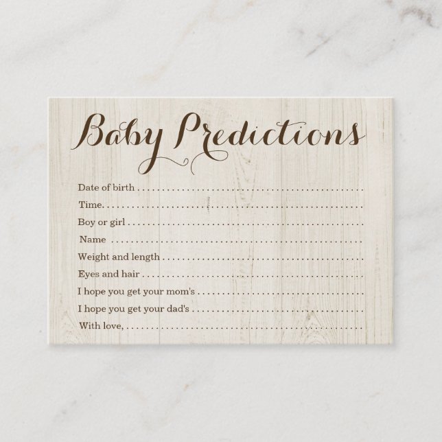 Carte de prévision de bébé pour le baby shower - (Devant)