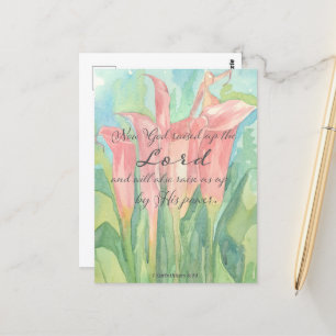 Carte de prière 1 Corinthians rose Calla Lily Fleu