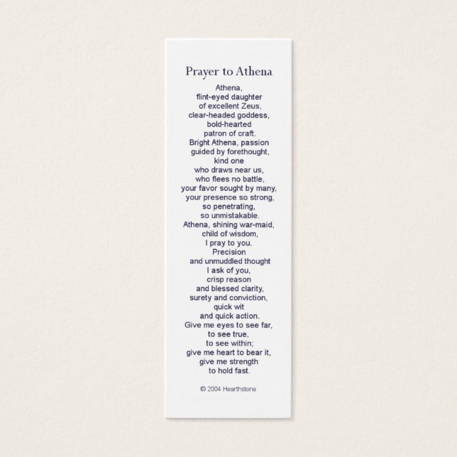 Carte de prière Athena (Devant)