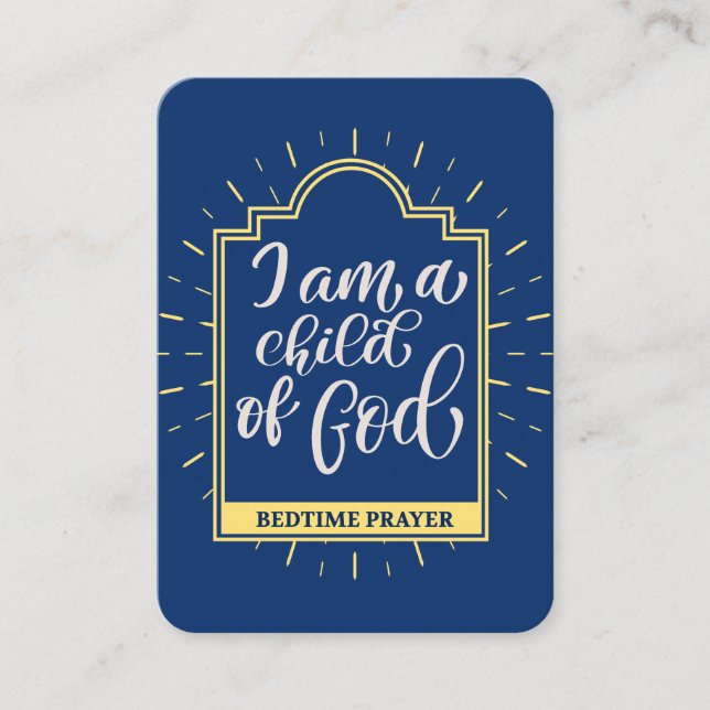 Carte de prière au coucher de l'enfant (Devant)