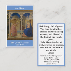 Carte de prière Ave Maria Hail Mary