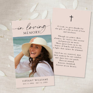 Carte de prière avec photo et croix en souvenir sy