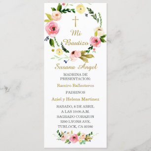 Carte de prière baptisée personnalisée en espagnol