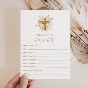 Carte de prière Boho Baptism Prières pour carte bé