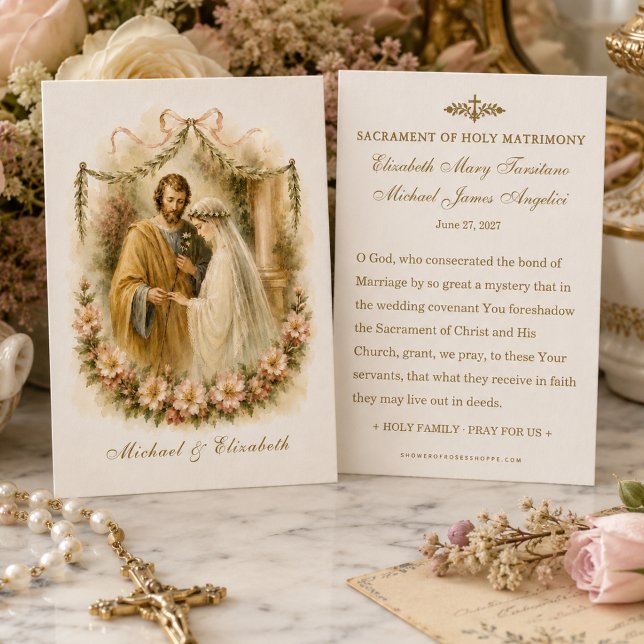 Carte de prière catholique de mariage de famille (Créateur téléchargé)