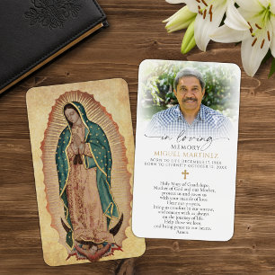 Carte de prière catholique funéraire Guadalupe