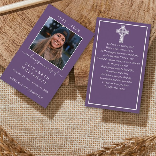 Carte de prière céleste de photos minimes violet (Créateur téléchargé)