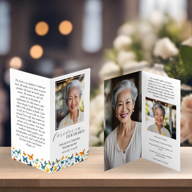 Carte de prière commémorative aux petits papillons (Créateur téléchargé)