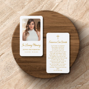 Carte de prière commémorative de la photo funérair