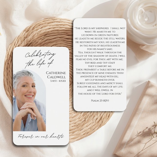 Carte de prière commémorative de l'arc moderne (Modern Arch Photo Memorial Prayer Card
)