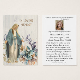 Carte de prière commémorative des funérailles de V
