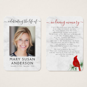 Carte de prière commémorative du cardinal de marbr