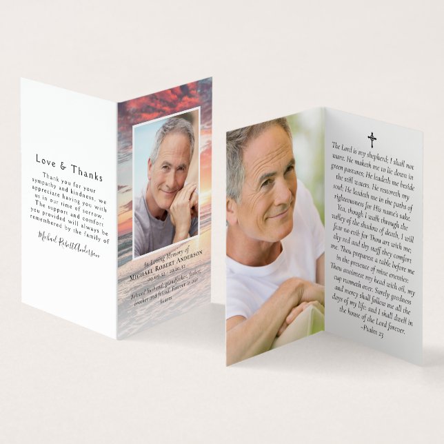 Carte de prière commémorative du coucher de soleil (Intérieur et extérieur)