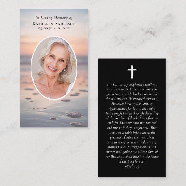 Carte de prière commémorative du coucher de soleil (Devant / Derrière)