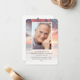 Carte de prière commémorative du coucher du soleil