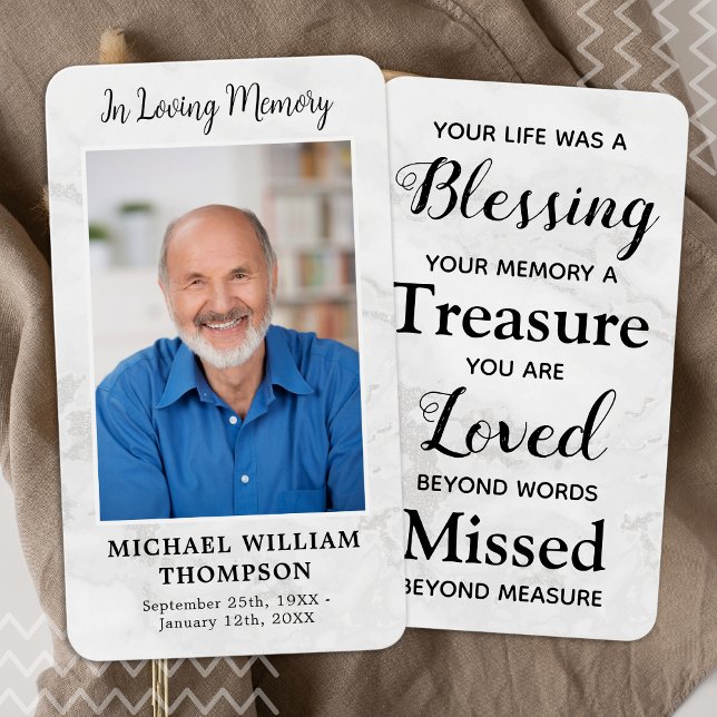 Carte de prière commémorative du marbre Poème Phot (Créateur téléchargé)