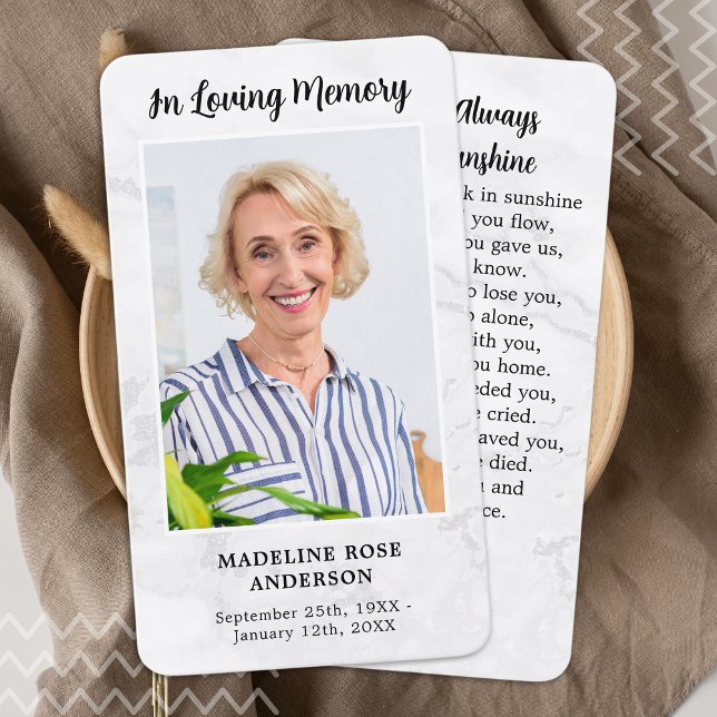 Carte de prière commémorative en marbre moderne (Créateur téléchargé)